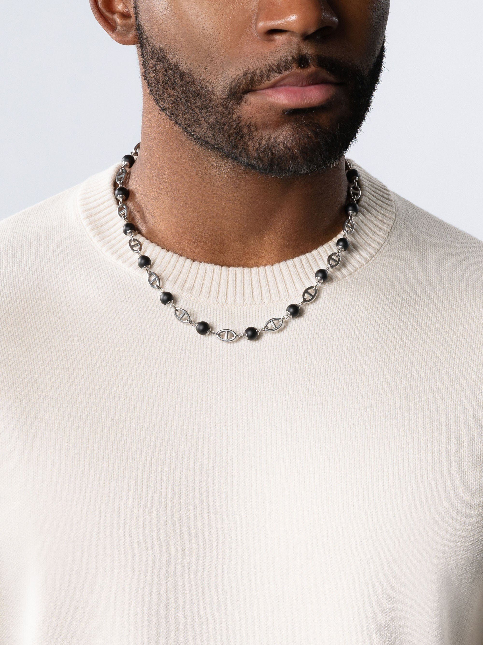 Men's Silver Mariner Chain with Matte Onyx