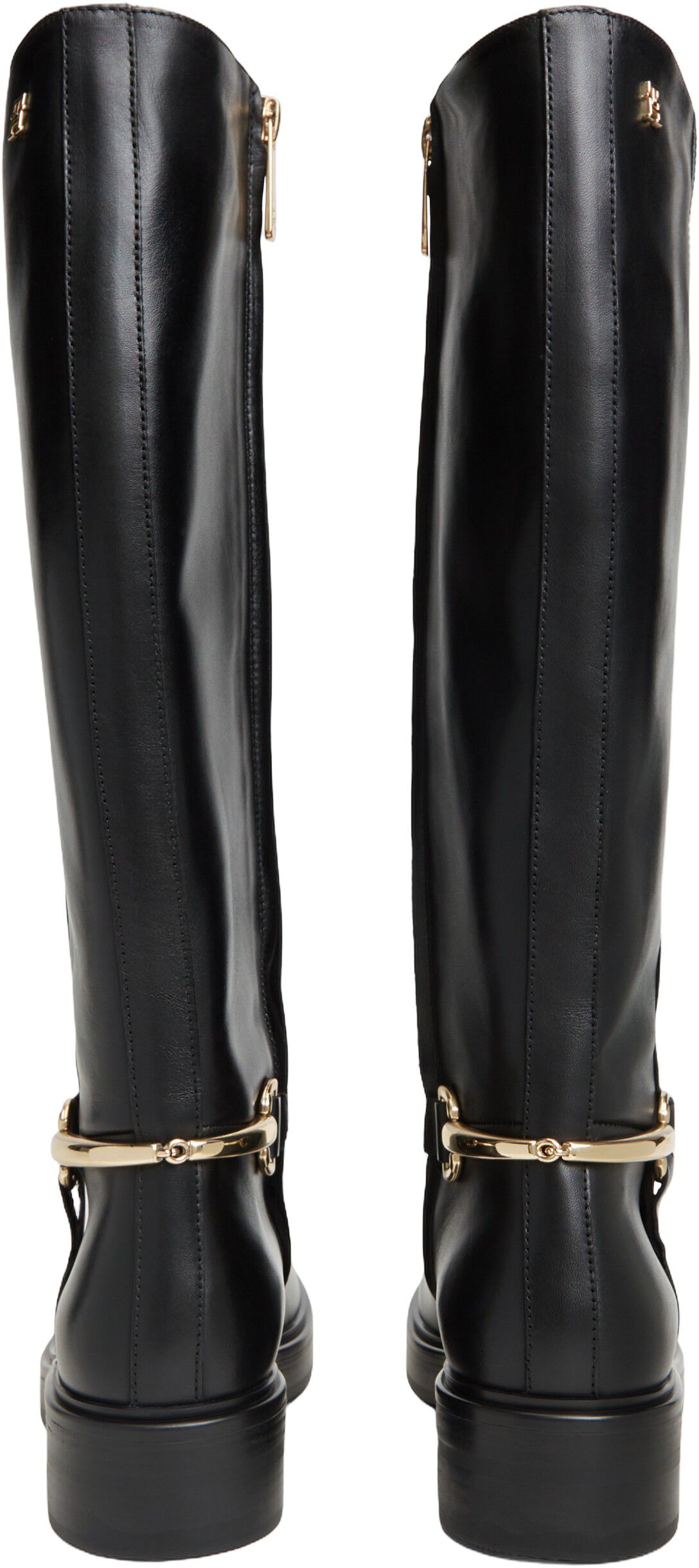 Gold-Tone Hardware Leather Riding Boots