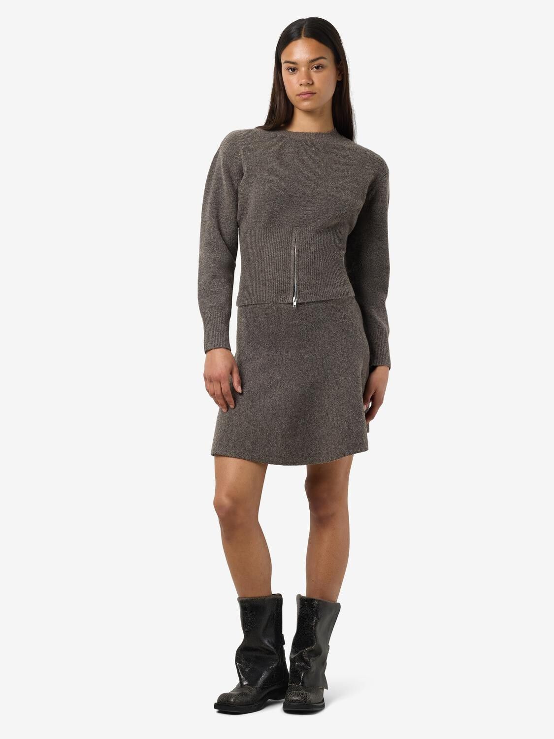 Nmsloan L/S O-Neck Zip Knit Fwd