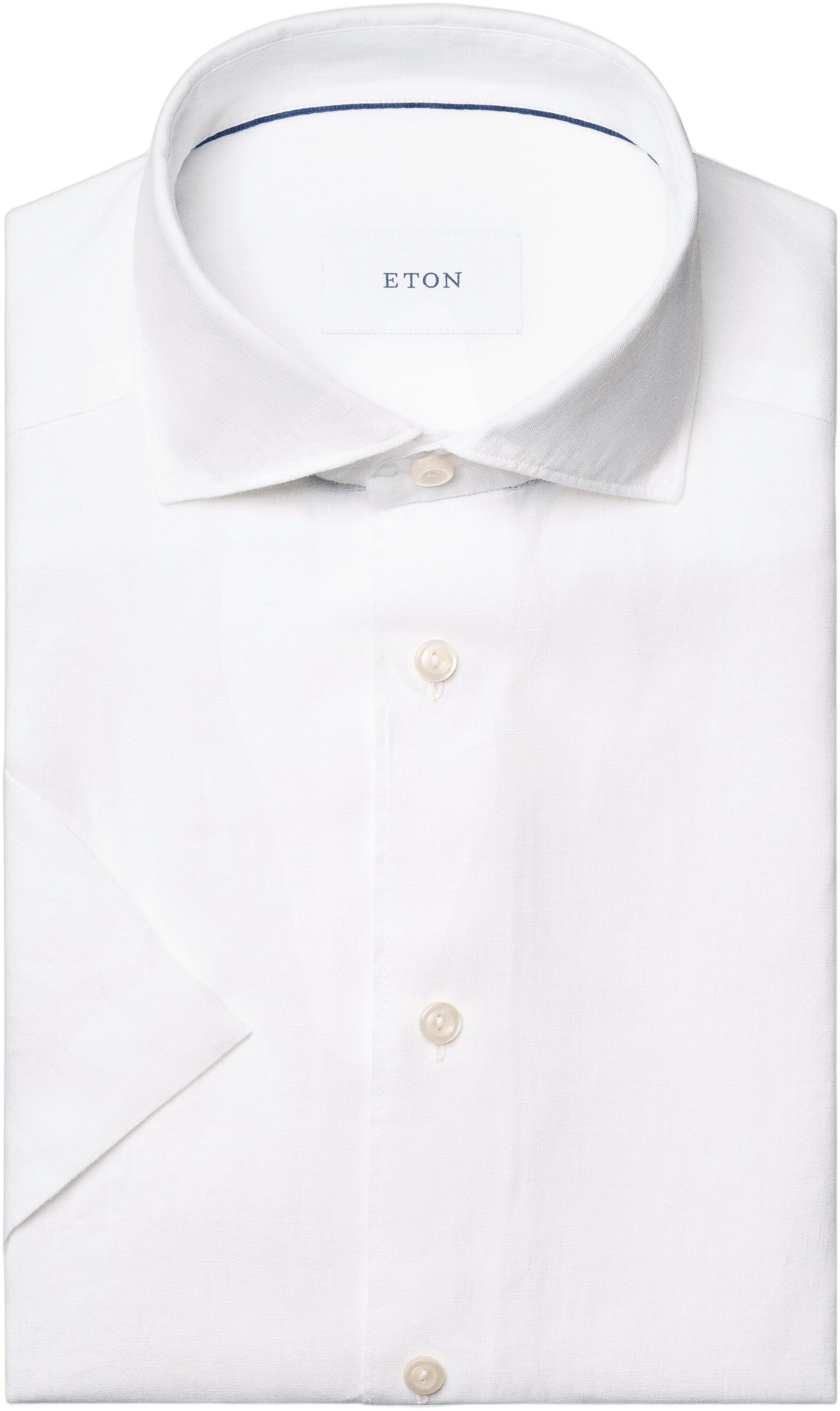 Regular Fit Light blue Solid Short Sleeve Linen Shirt