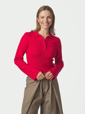 Fannya LS Solid Knit Polo