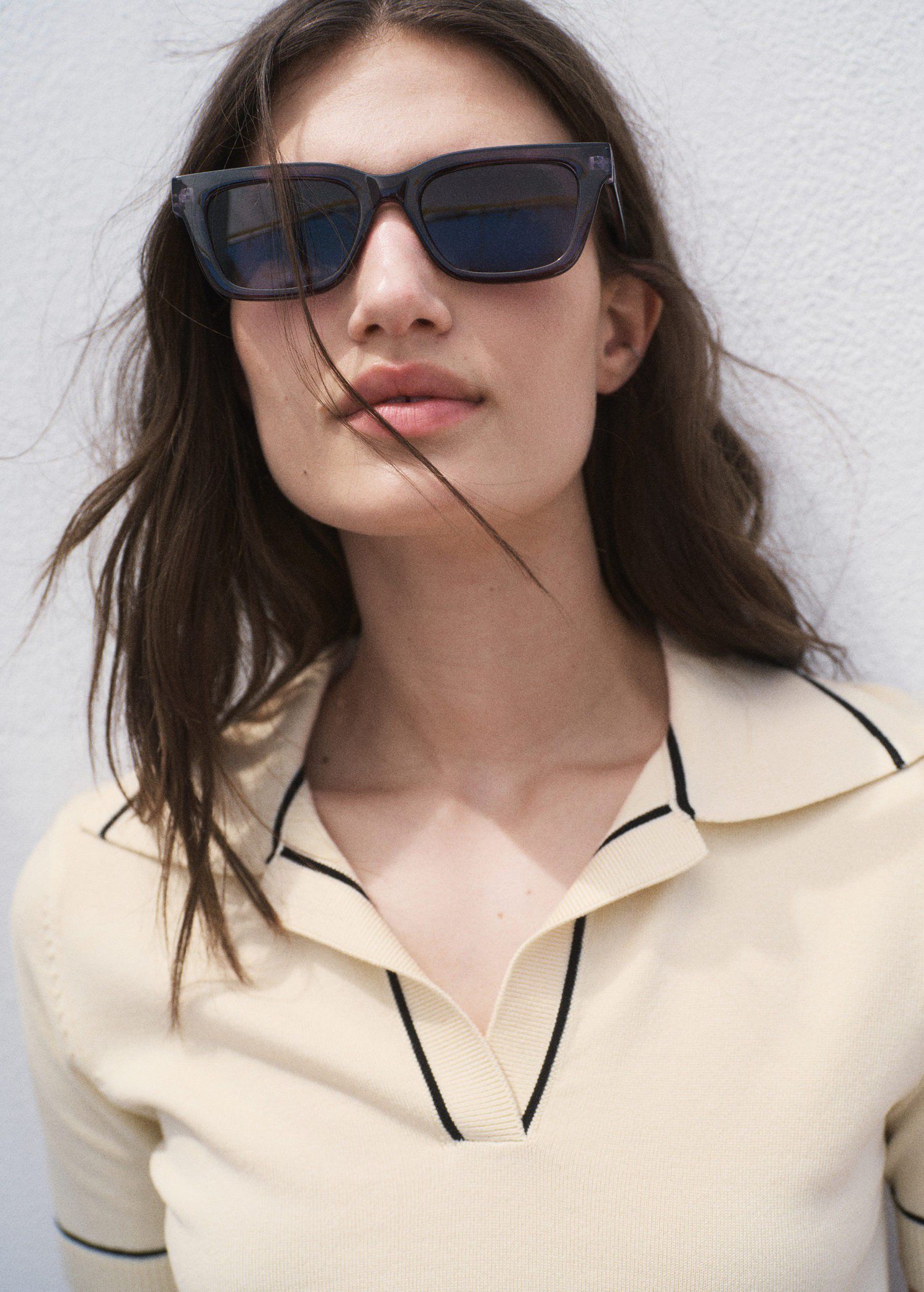 Contrast polo neck sweater