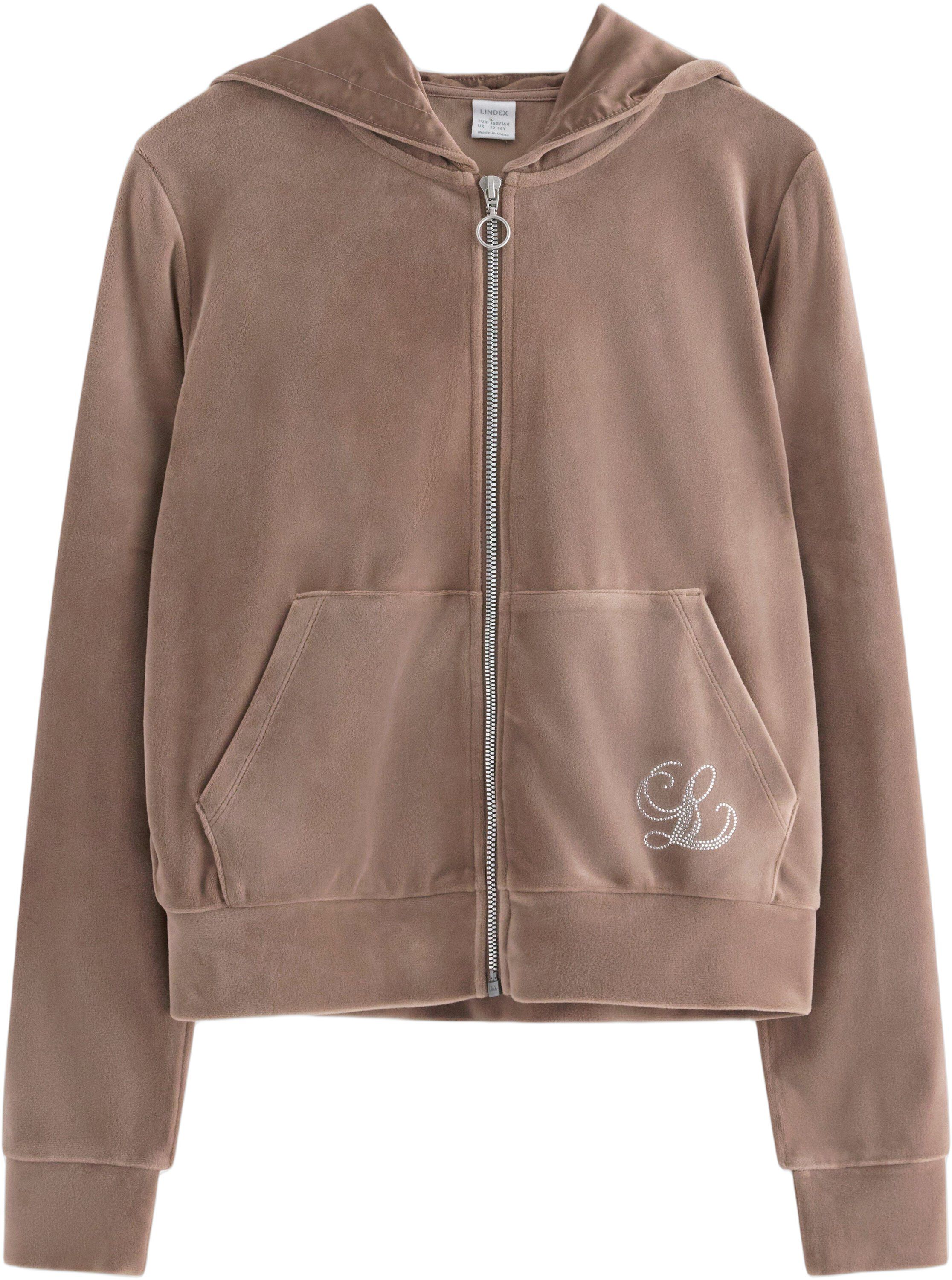 Velour hoodie with kangaroo pockets