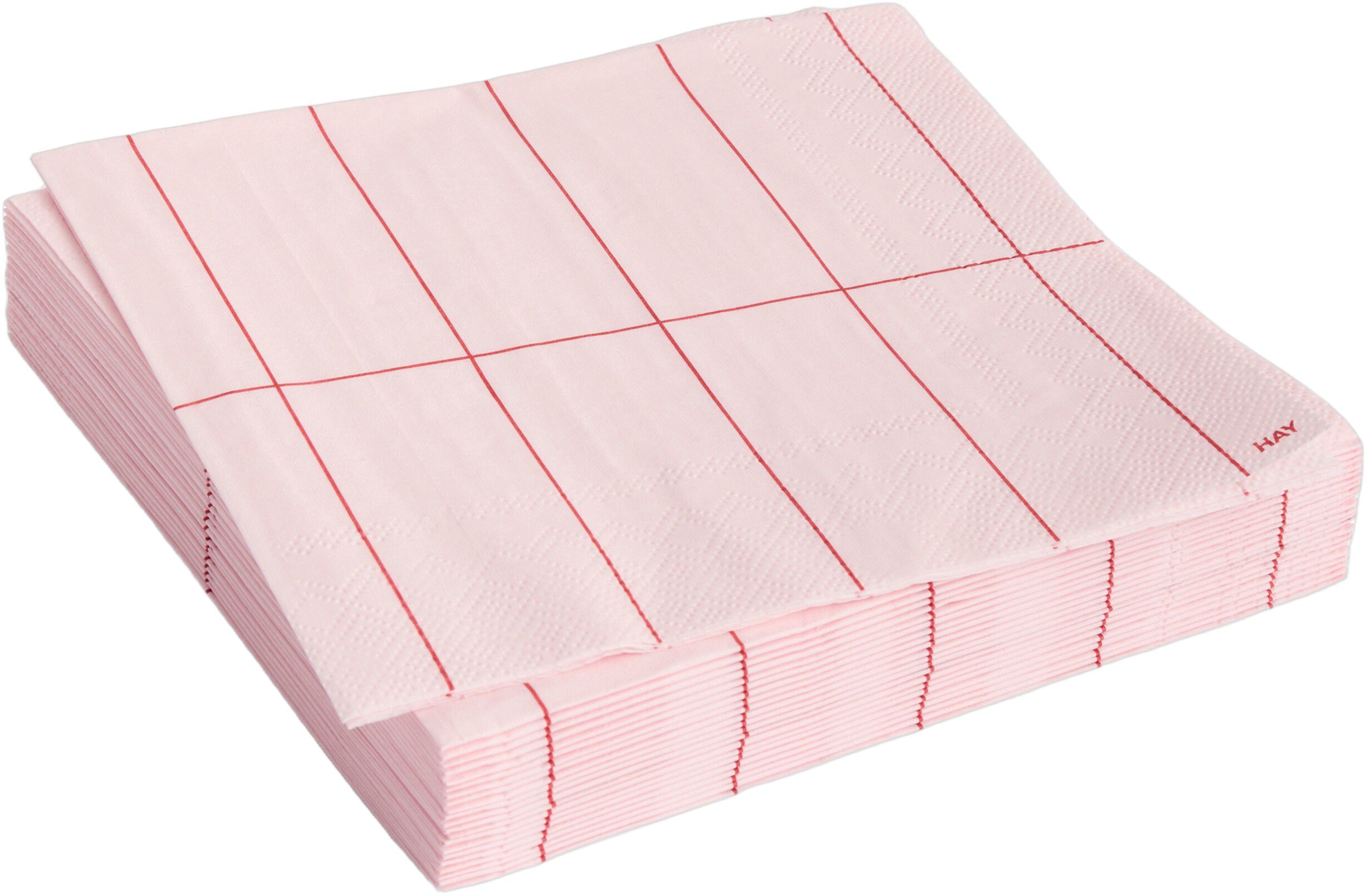 Pattern Napkins-Set of 20 Lunch-Light pink and red grid