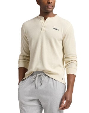 Waffle-Knit Henley Sleep Shirt