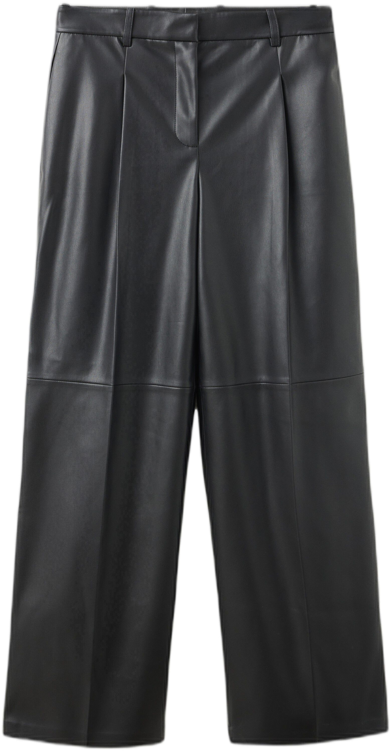 Wide leg faux-leather trousers