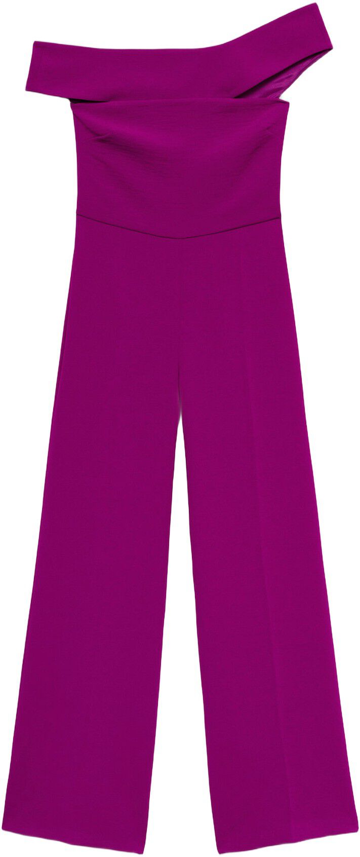 Long jumpsuit with asymmetrical nec