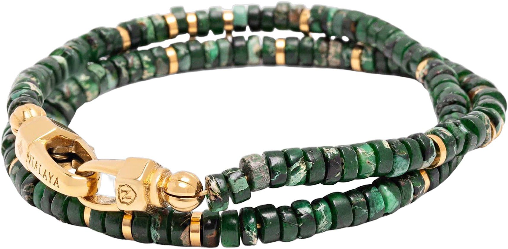 Dark Green Malachite Heishi Wrap Bracelet