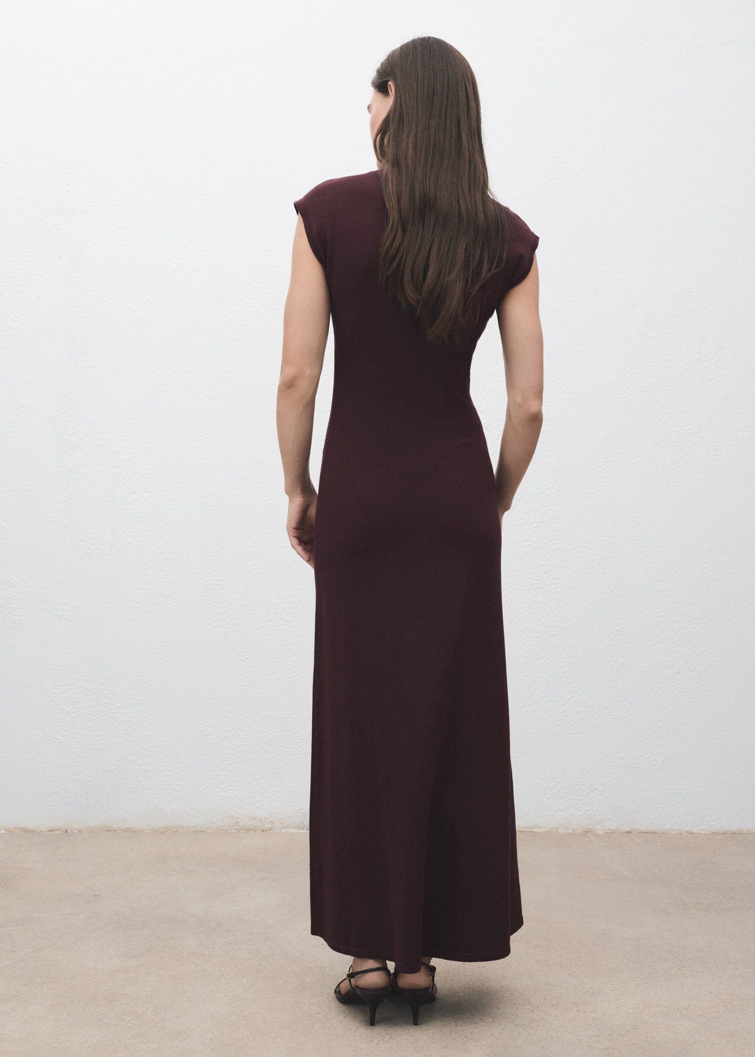 Perkins-neck knitted dress