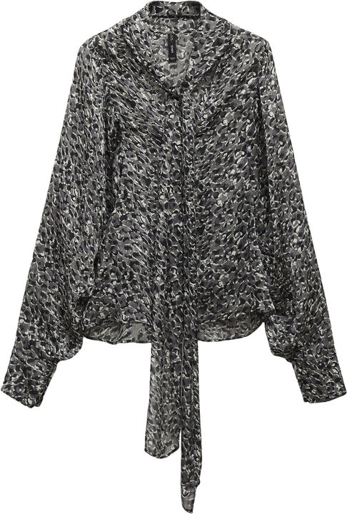 Leopard-print blouse with collar an