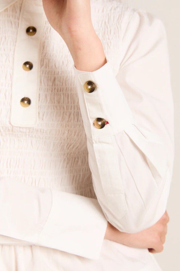 HAZEL SHIRRED SHIRT - WHITE