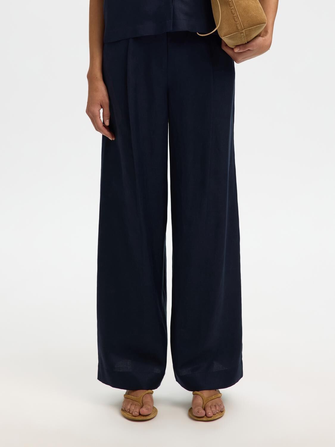 Slflyra Hw Wide Linen Blend Pant Noos