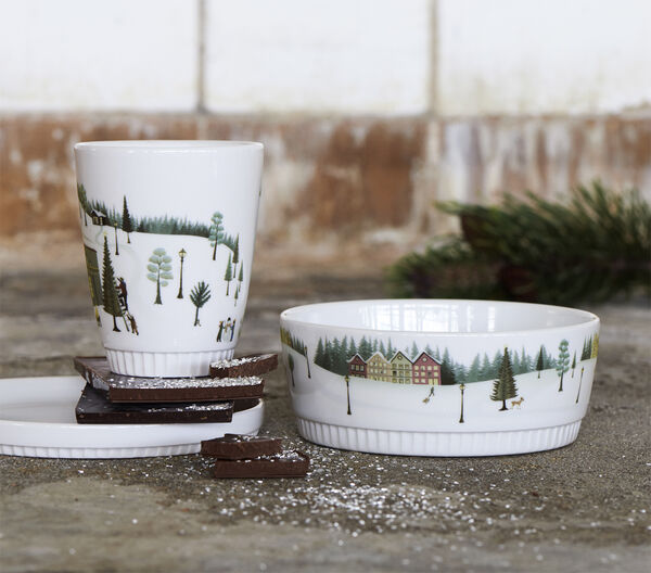 "Skål rett kant Vinter 14 cm 0,5L Hvit Ildfast porselen"