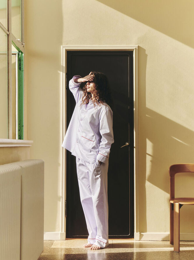 Outline Pyjama L/S Shirt-M/L-Lavend