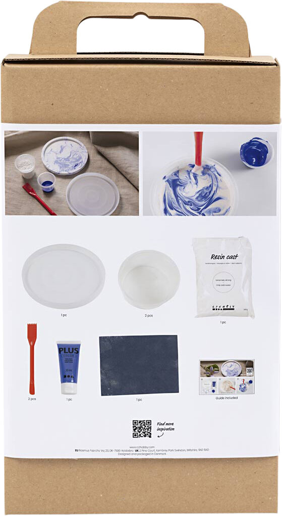 DIY Kit Resin St&oslash;bning, Rund bakke med marmorering