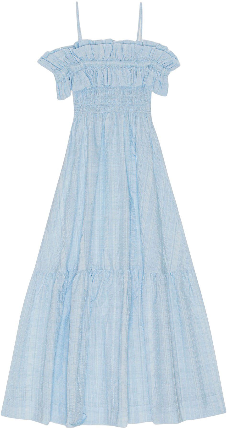 Seersucker Check Smock Maxi Dress