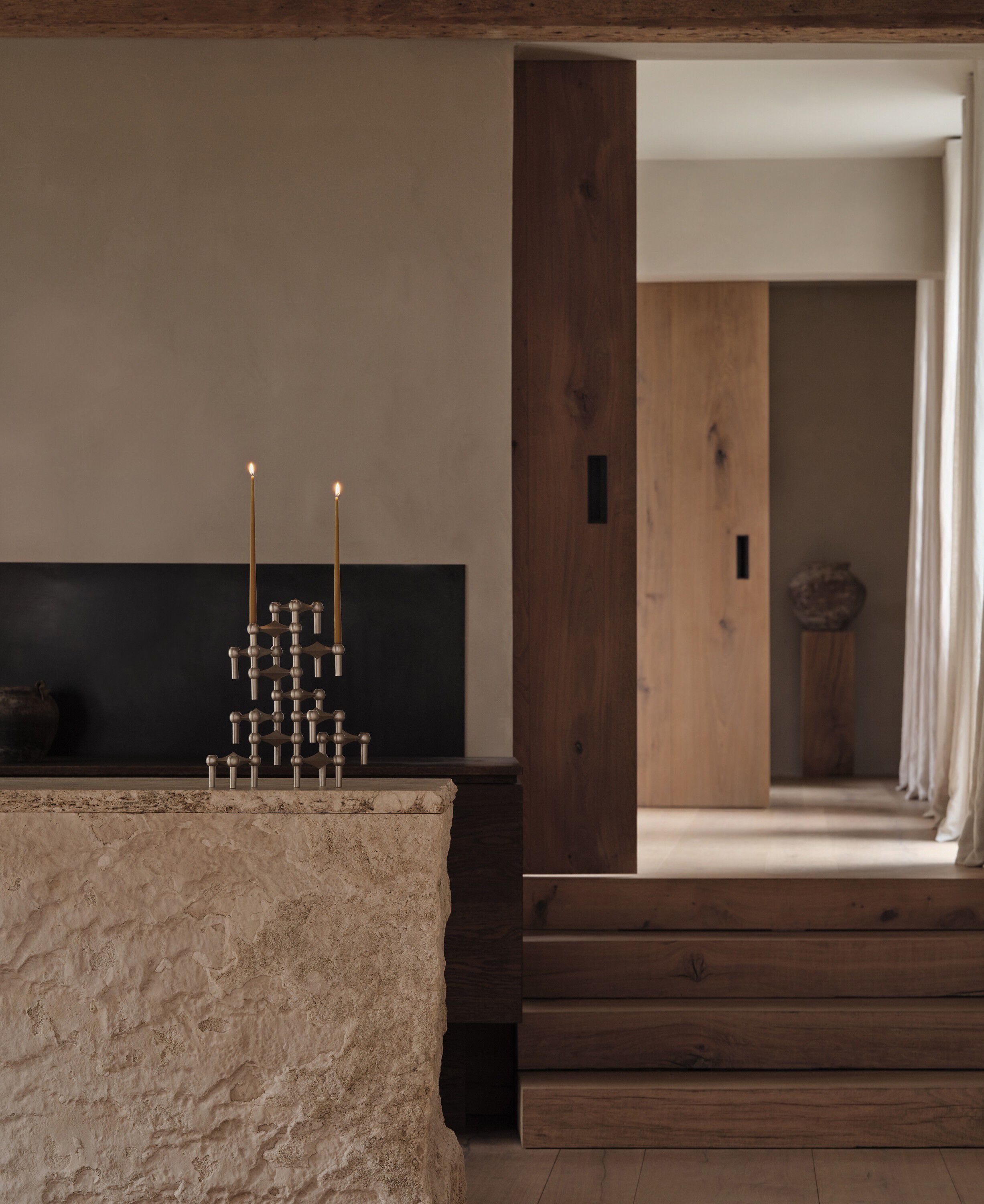 Nagel candle holder set with 3 pcs - brushed chrome