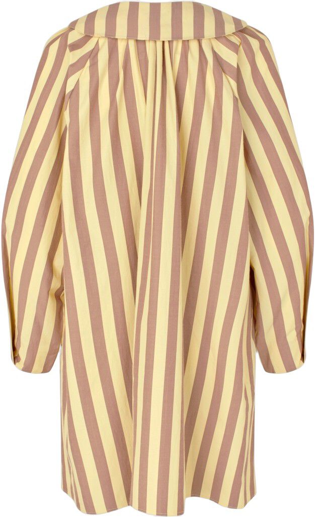 2512 Soft Striped Embroidery, Collared Voluminous Dress