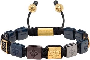 Ceramic Flatbead Bracelet in Black, Blue, Red and Gold