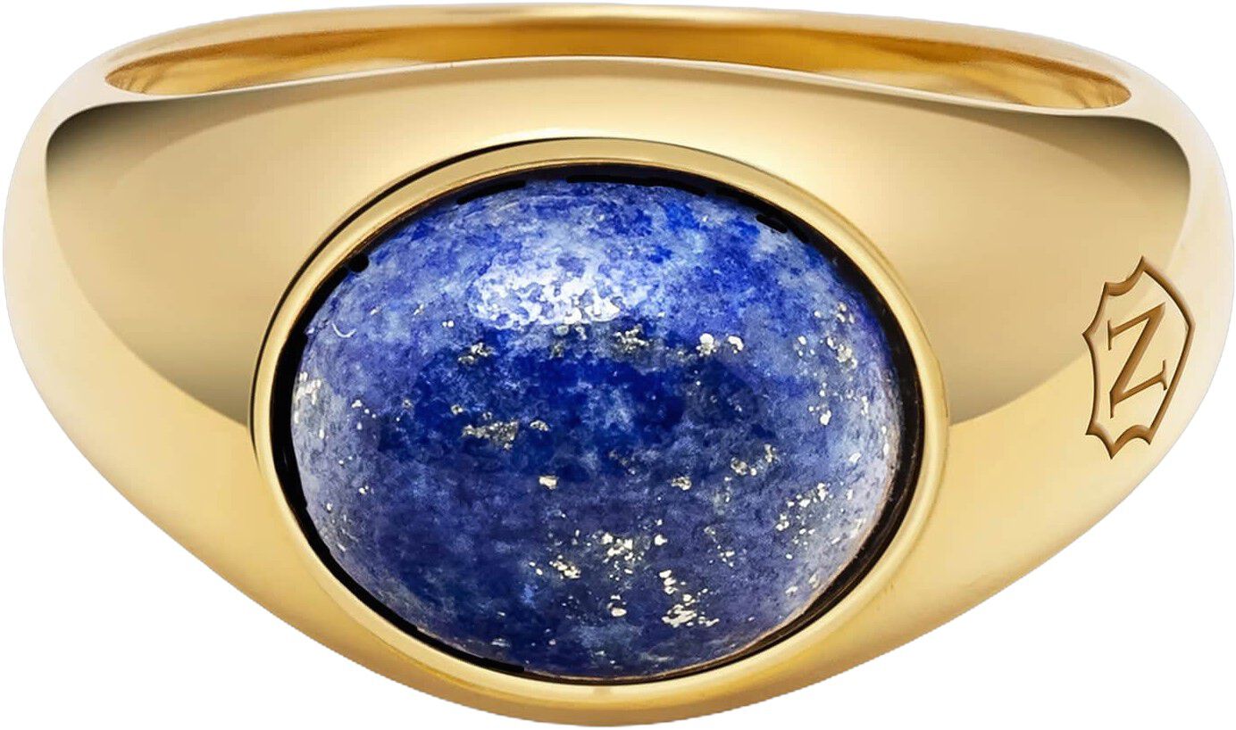 Gold Oval Signet Ring with Blue Lapis