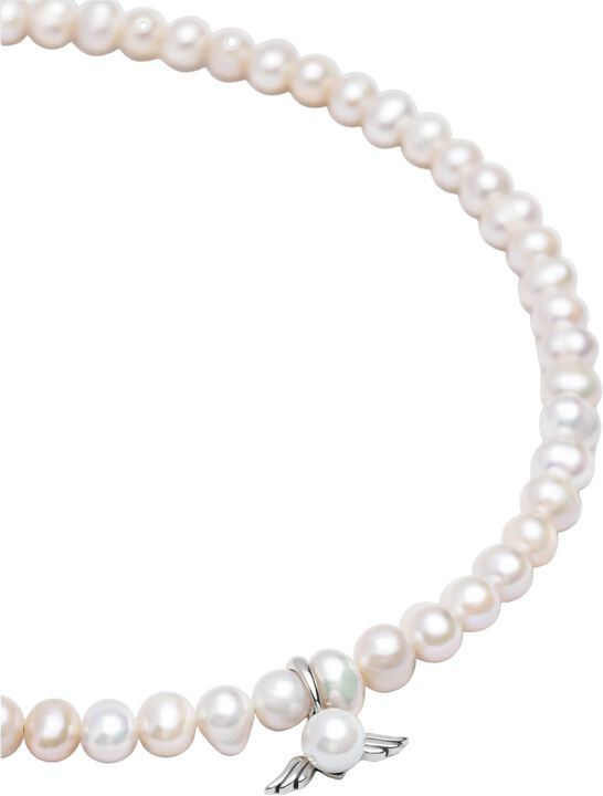 Women's Pearl Choker with Angel Wing Pendant