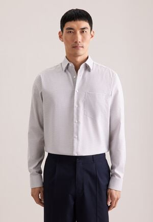 Business shirt Regular 1/1 Covered-Button-Down-Collar Check