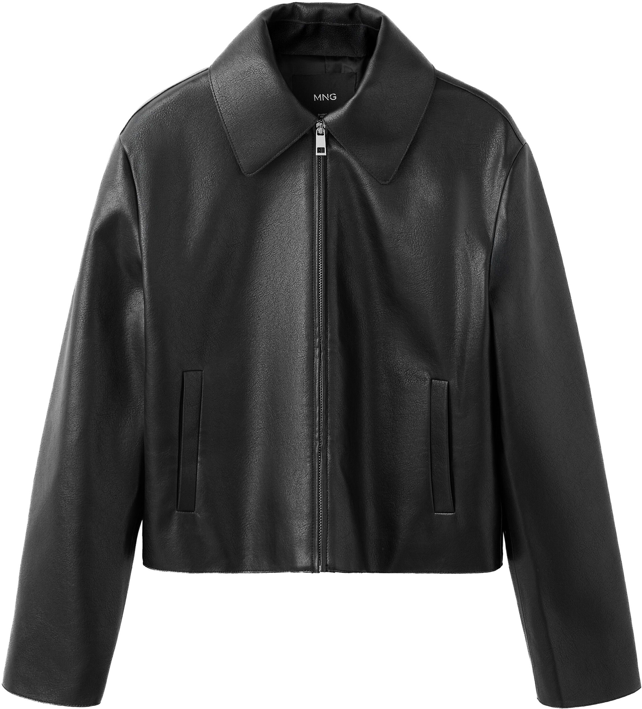 Faux leather zip-up jacket