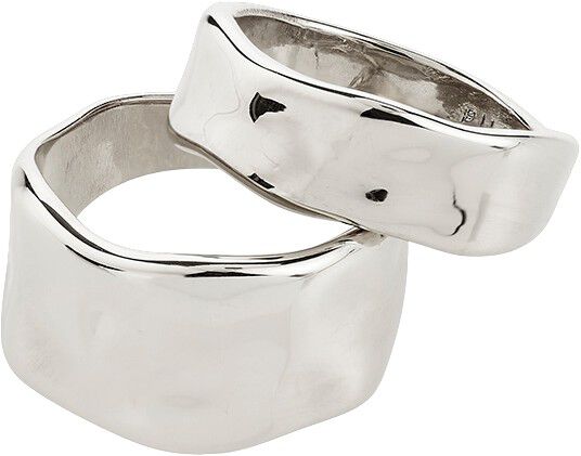 EMBER ringe 2-i-1 s&aelig;t, s&oslash;lvbelagt