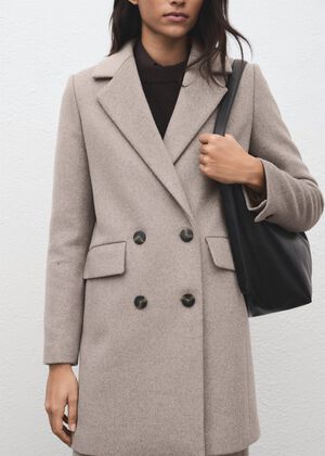 Double-breasted wool blend coat