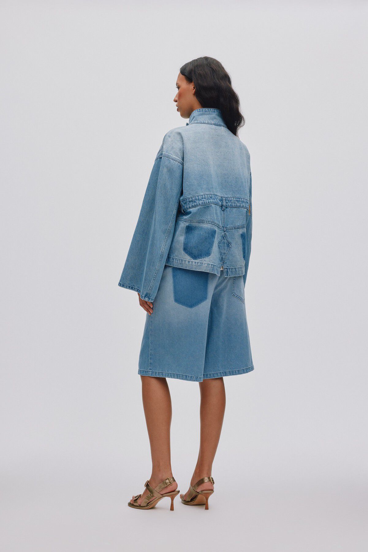 Light denim wide shorts - Raha