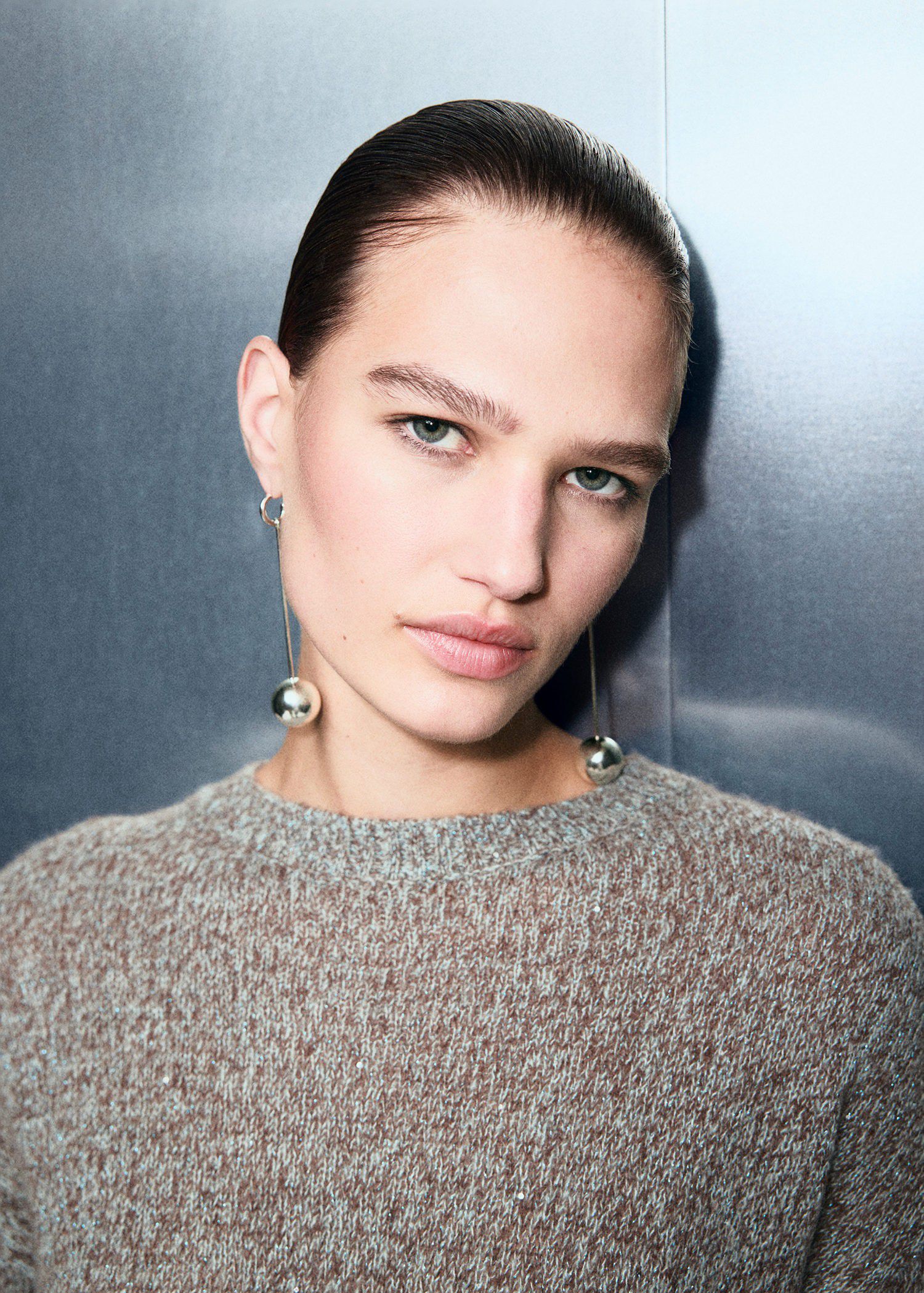 Mottled lurex knit sweater