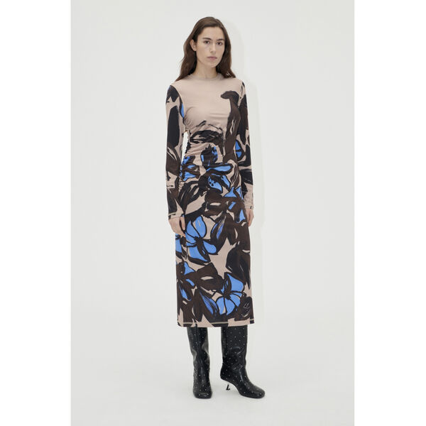 Gathered Long Sleeve Midi Dress, 2244 Stocking Jersey