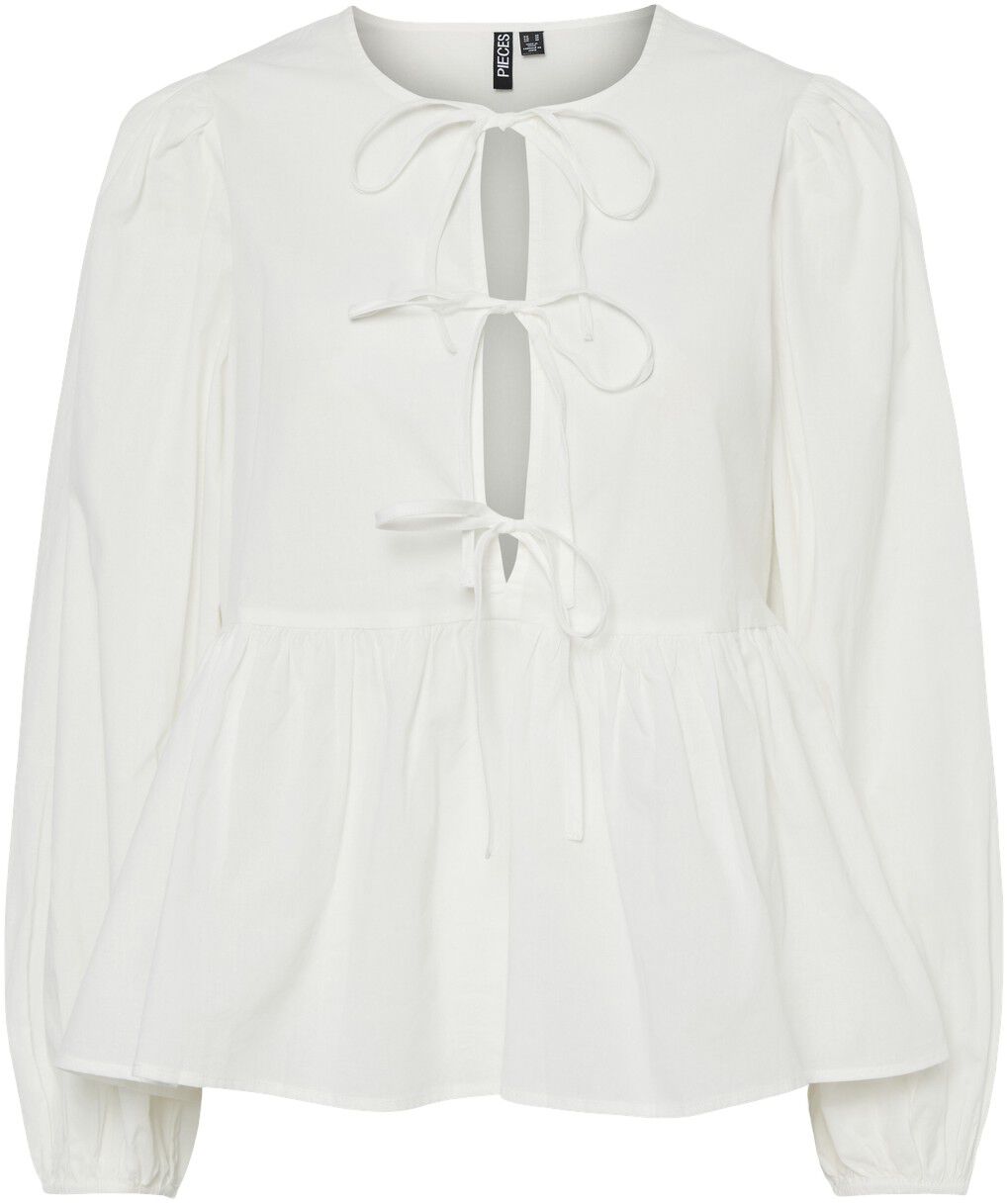 PCJOLLY LS O-NECK TIE TOP WVN NOOS