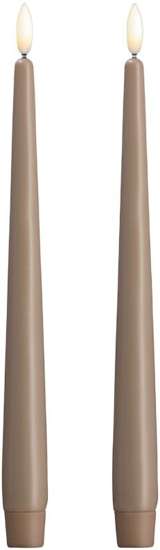 Moods & More - LED taper candle, Silk, Slim, Sand, 2-pack, 23x250 mm