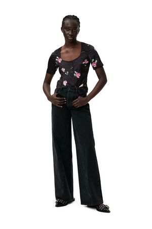 Crinkled Satin U-neck Blouse
