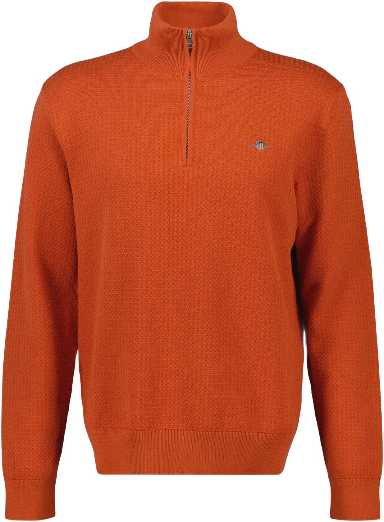 TEXTURED COTTON HALF ZIP