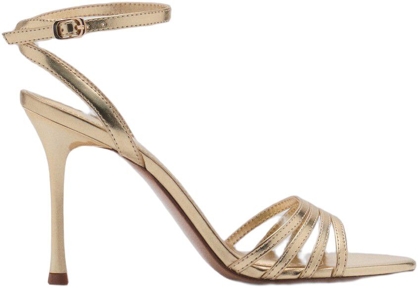 Combined strap heeled sandal