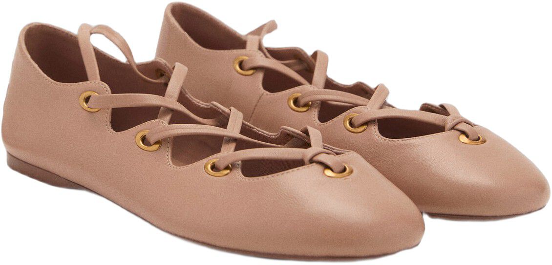 Leather ballerina with crossed stra