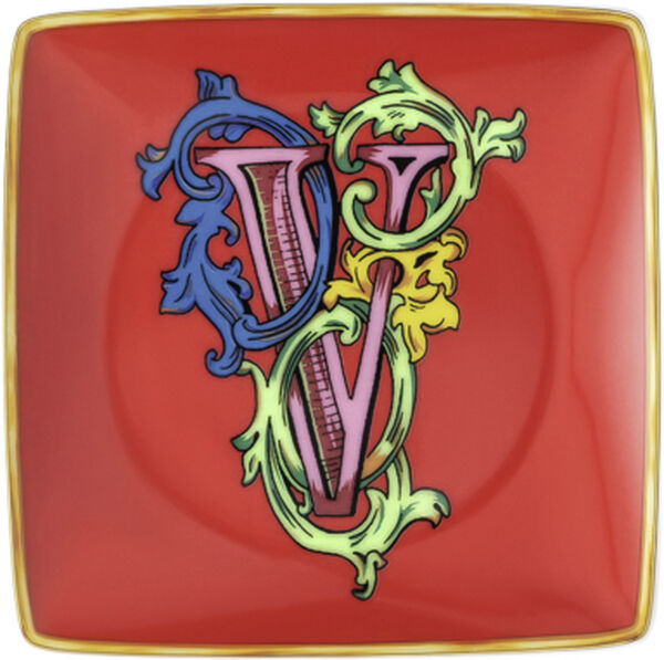 Bowl 12cm sq. flat, Holiday Alphabet V, Versace
