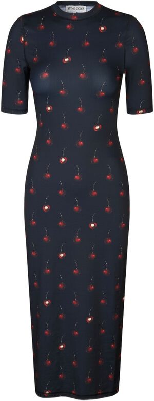 2244 Stocking Jersey, Short Sleeve Crewneck Midi Dress