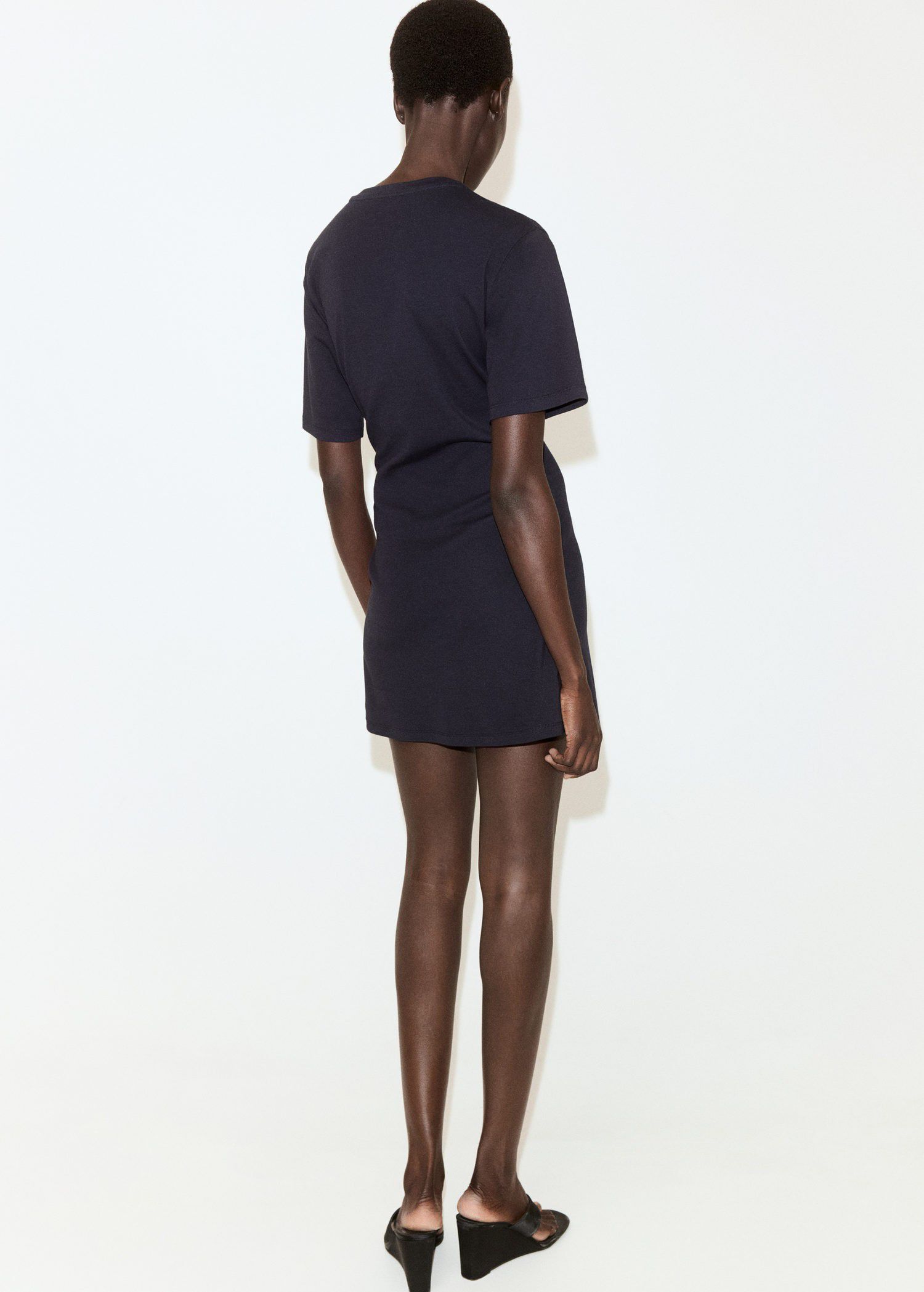 Cotton dress with side bow