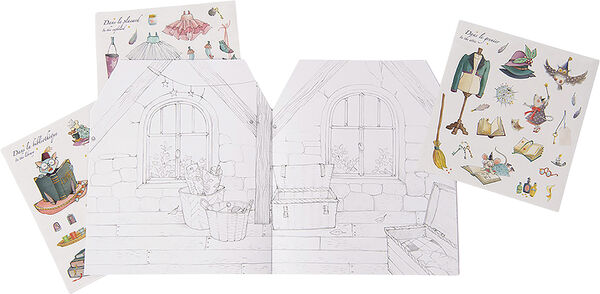 Moulin Roty - Malebog med 160 klistermærker - Hus