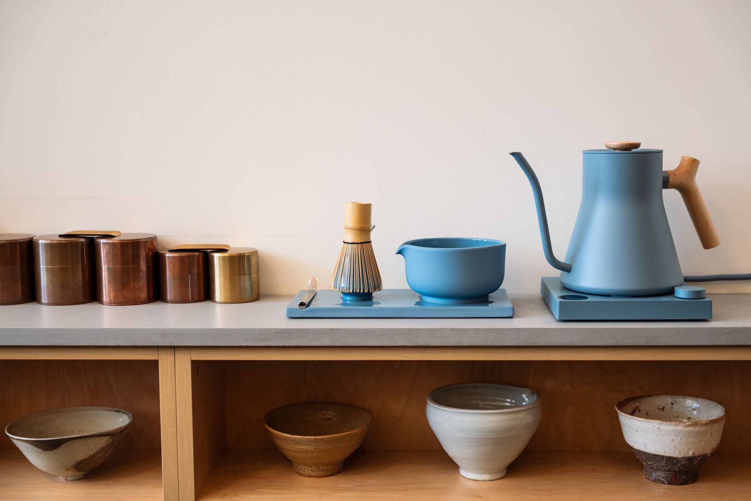 Matcha Set Hazy Blue Matching Ceramic Bowl
