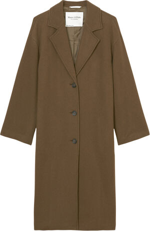 Coat, long, wool, lapel collar, wid