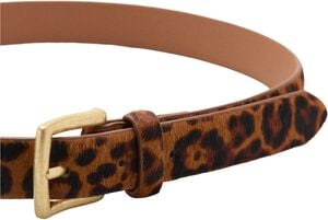 Leopard fur leather belt