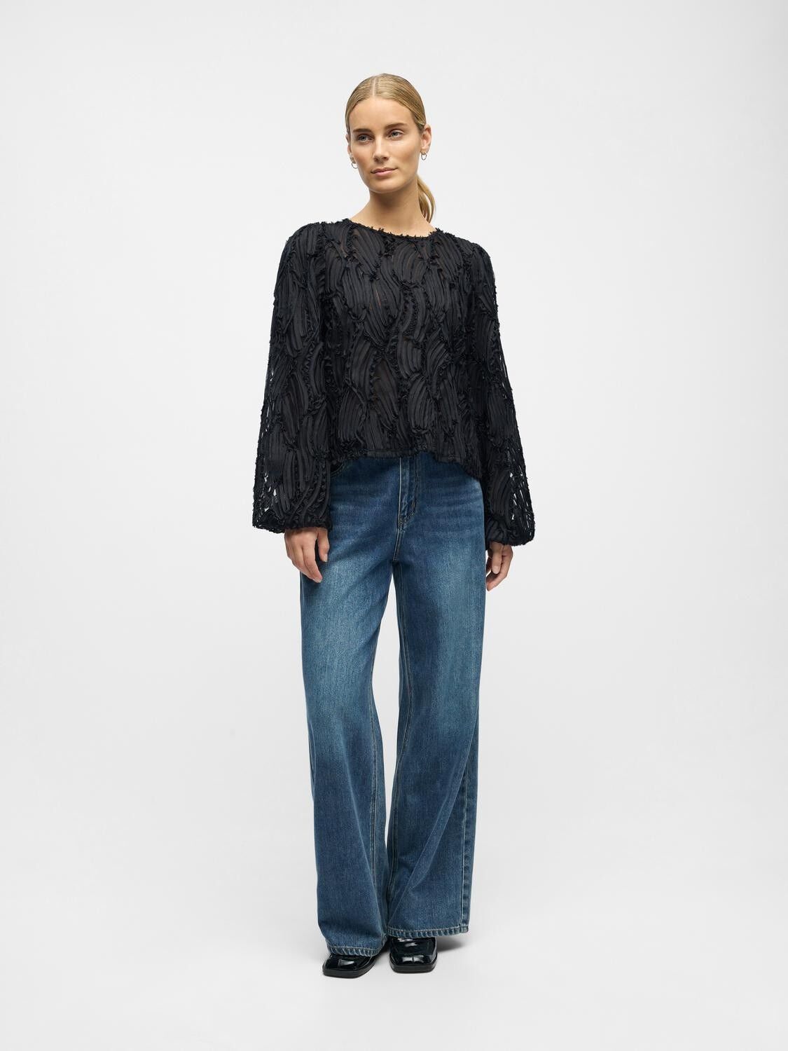 OBJLUCIE L/S RE O-NECK TOP NOOS