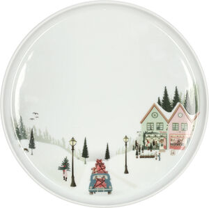 "Tallerken flat rett kant Vinter 20 cm Hvit Ildfast porselen"
