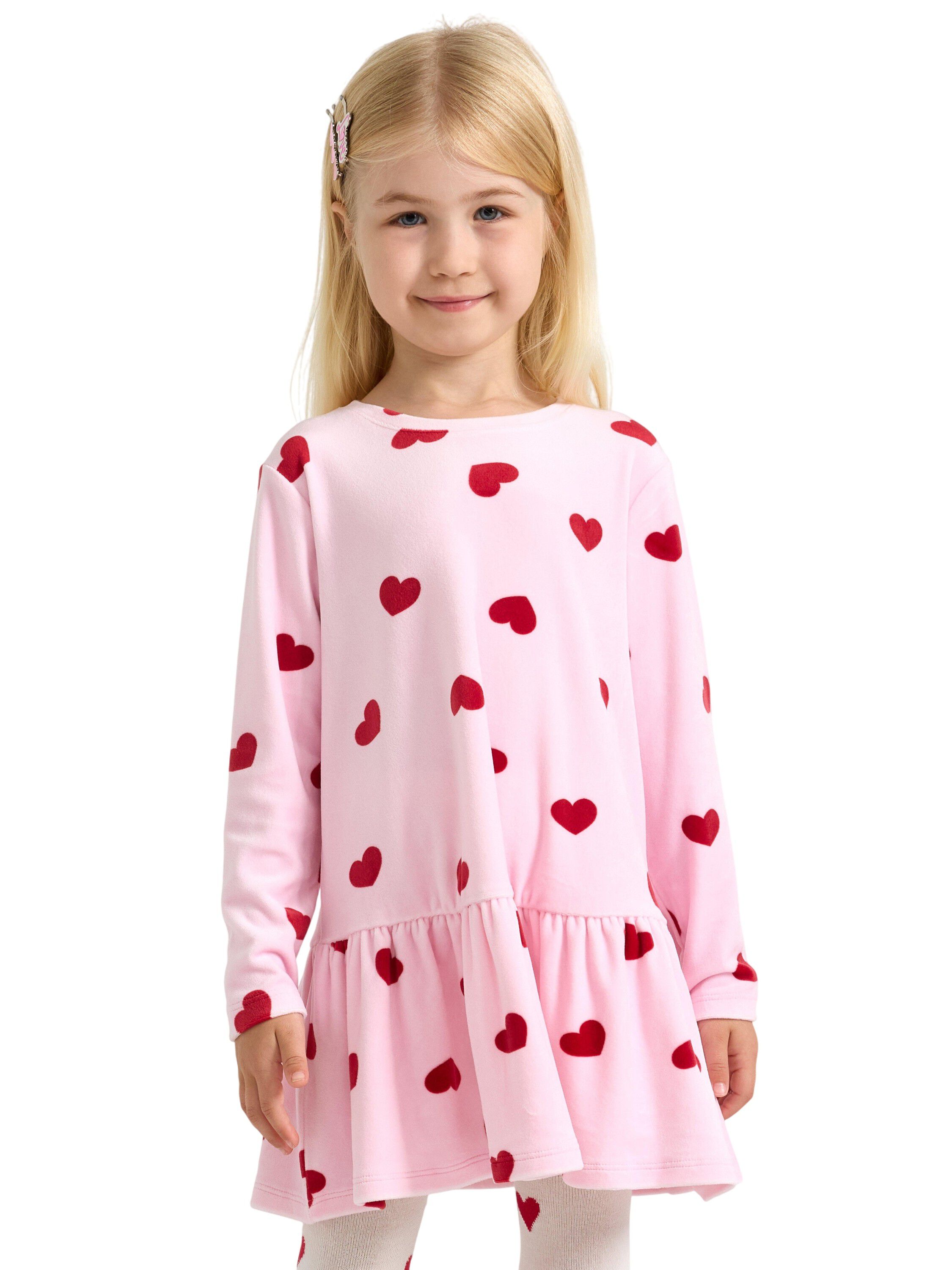 Top long velour hearts AOP