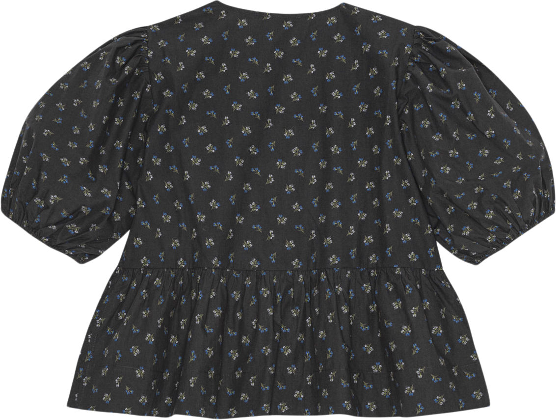 Printed Cotton Peplum Blouse