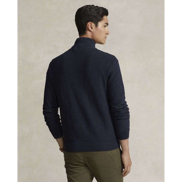 Mesh-Knit Cotton Quarter-Zip Sweater